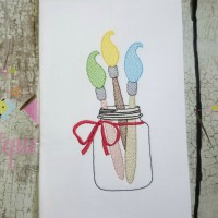 Art Paint Brushes in Jar Machine Embroidery Design